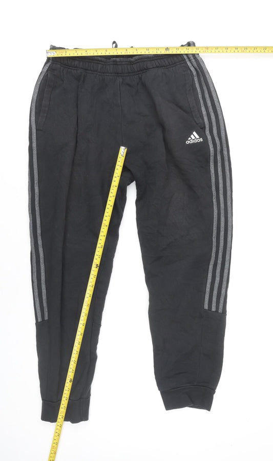 Adidas Men’s Black Jogger Trousers L Cotton Blend Tapered Sportswear