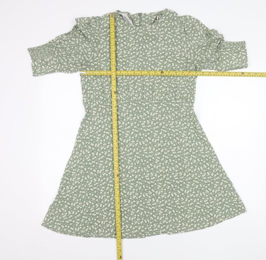 Next Women's Green Floral Knee Length A-Line Dress Size 12