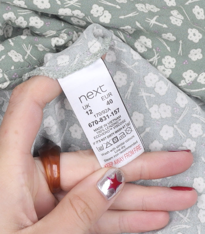 Next Women's Green Floral Knee Length A-Line Dress Size 12