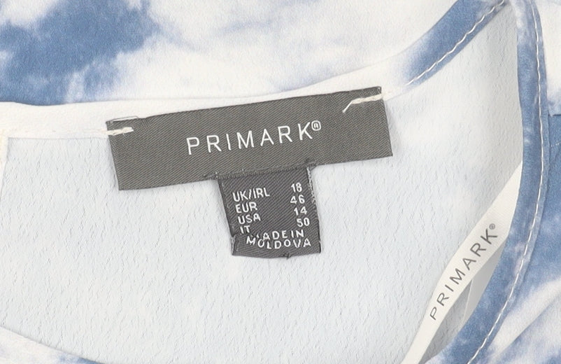 Primark Women’s Blue Tie-Dye Cropped T-Shirt Size 18 Summer Casual