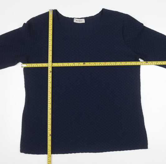 Bassini Women’s Blue Plus Size 22 Scoop Neck 3/4 Sleeve Pullover Jumper
