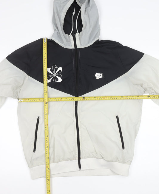 Nike Womens Black/Grey L Hooded Windbreaker Jacket
