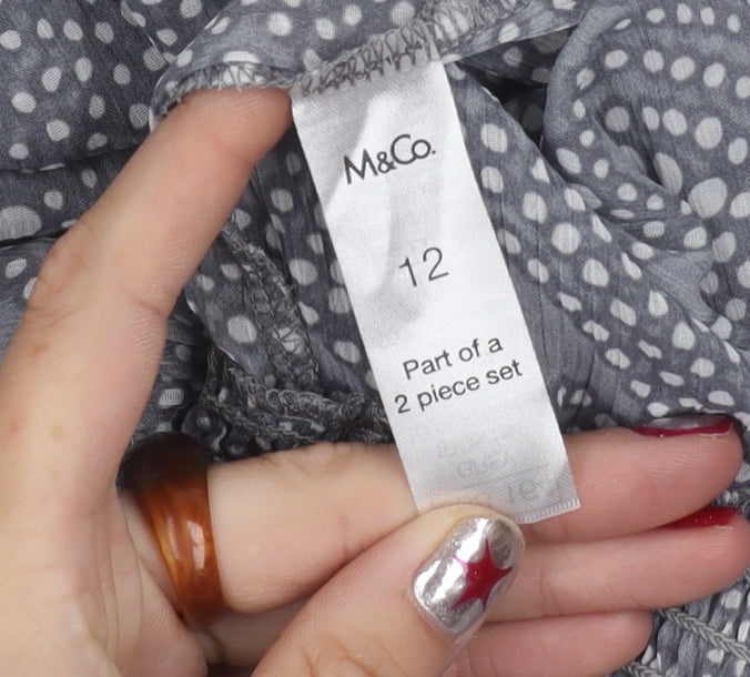 M&Co. Womens Grey Polka Dot Lace Chiffon Blouse Size 12 Sleeveless