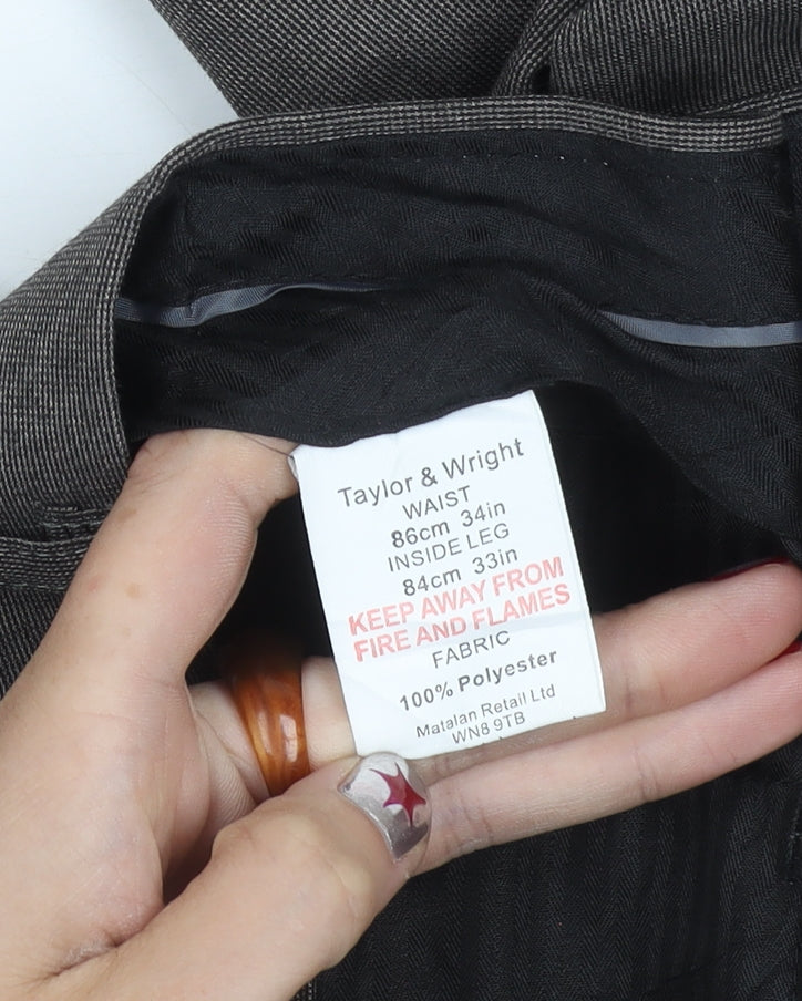 Taylor & Wright Men’s Brown Regular Fit Dress Pants 34W 33L