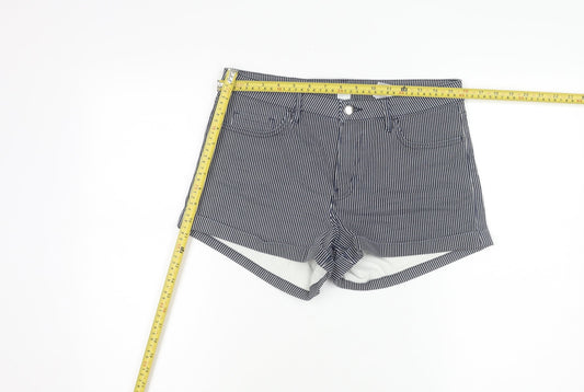 H&M Women’s Black Pinstriped Hot Pants Size 12 High Rise Stretch