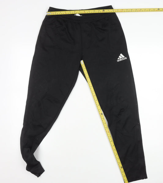 Adidas Men's Black M Slim Fit Tapered Track Pants Polyester Blend