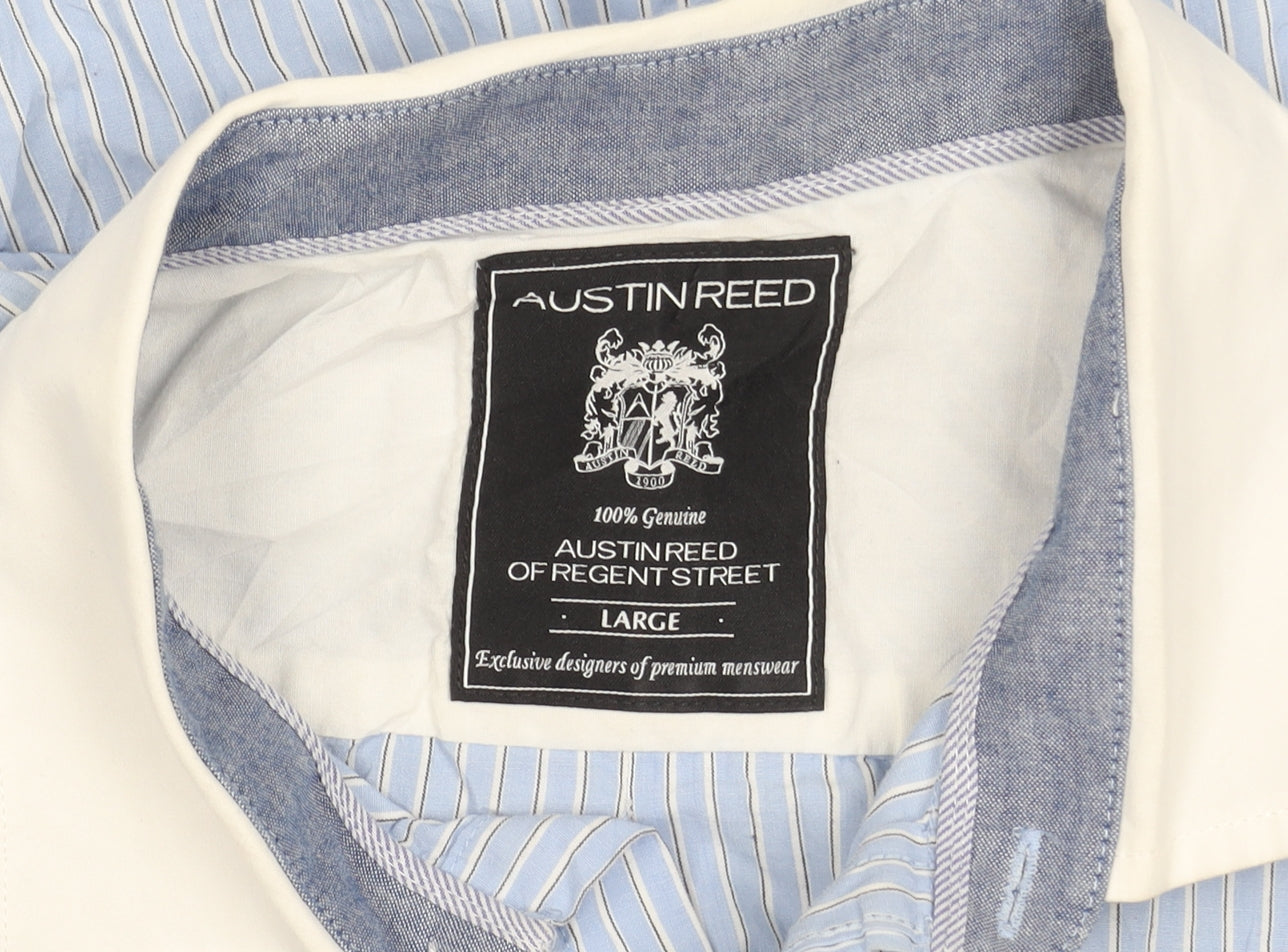 Austin Reed Men’s Blue Striped Long Sleeve Cotton Shirt L