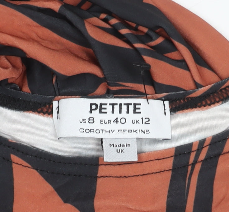 Dorothy Perkins Petite Orange Geometric Bodycon Dress UK 12