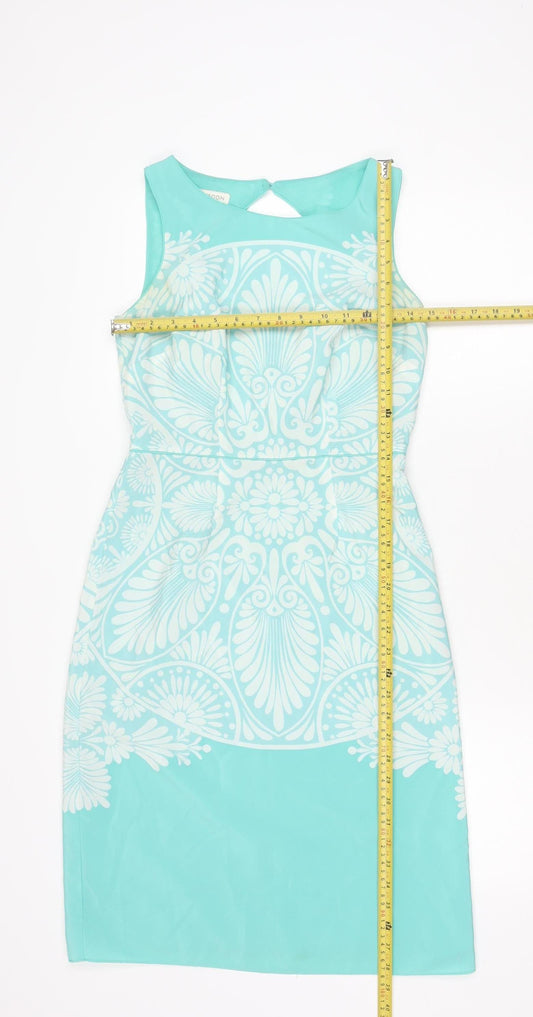 Monsoon Women’s Blue Geometric Print Sheath Dress Size 8