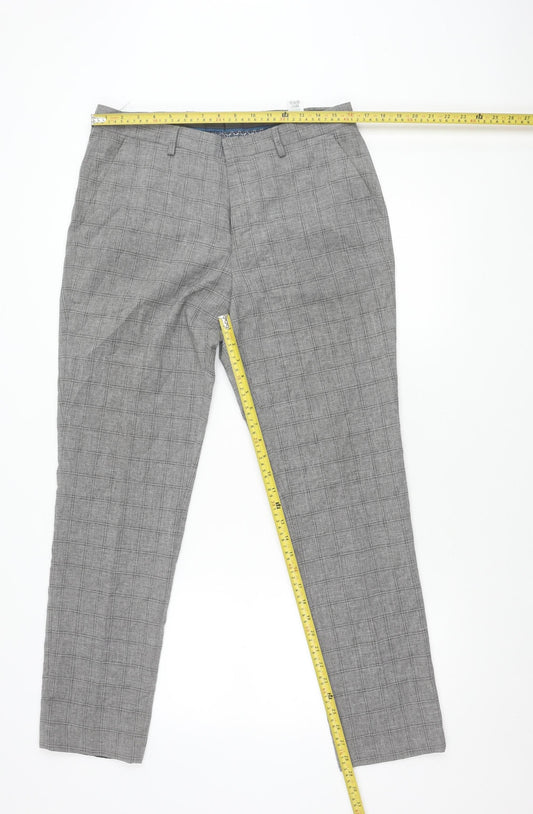 Taylor & Wright Men's Grey Check Slim Fit Dress Trousers 32W 31L