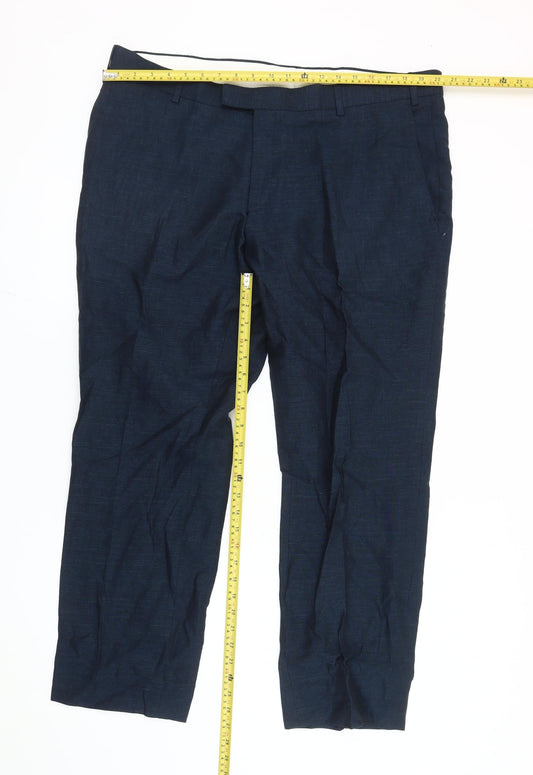 Racing Green Men's Blue Linen Cotton Chino Trousers 40in Waist