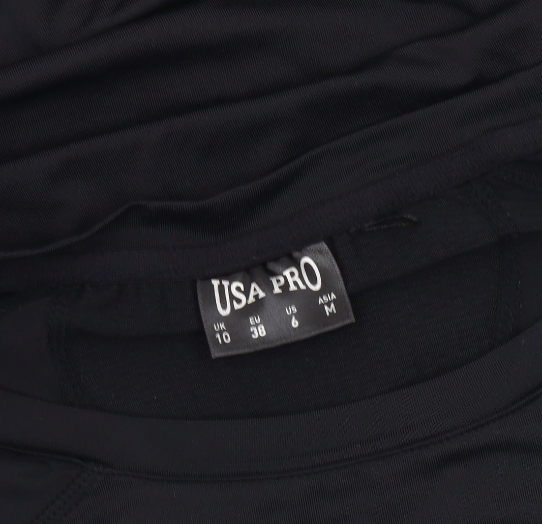 USA Pro Women’s Black Slim Fit Short Sleeve Gym T-Shirt UK 10