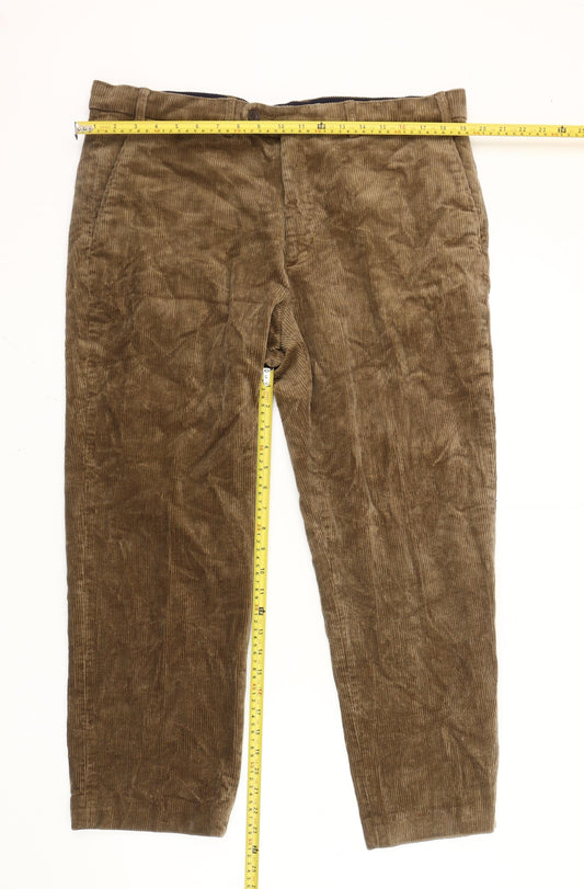 Brook Taverner Men's Brown Corduroy Chino Trousers 40W Regular Fit