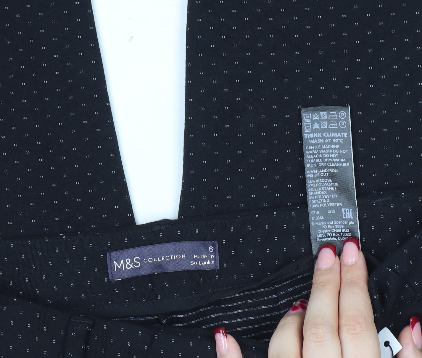 Womens UK Size 6 Marks and Spencer Slim Fit Business Casual Workwear Black Trous
