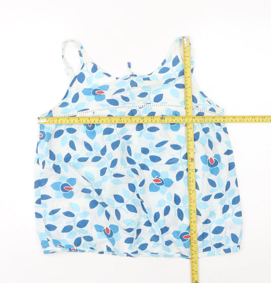 Next Women’s Blue Floral Cotton Camisole Top UK 12 Summer Sleeveless