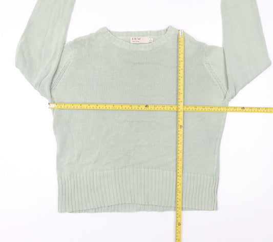 EWM Women's Green Size 18 Crew Neck Cotton Pullover Jumper