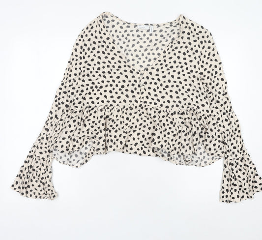 Womens UK Size 16 ASOS DESIGN Beige Cropped Blouse