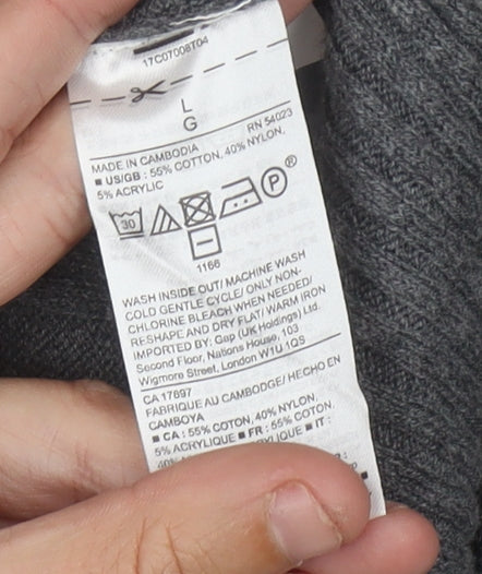 Gap Women’s Grey Long Sleeve Knit Cardigan Size L Cotton Blend