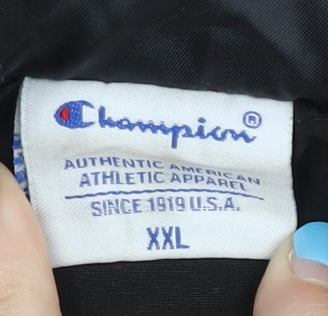 Champion Mens Black 2XL Windbreaker Jacket Hooded Polyester Sports