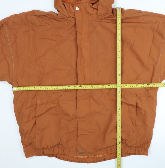 Adidas Men's Brown L Windbreaker Jacket Hooded Lightweight Activewear