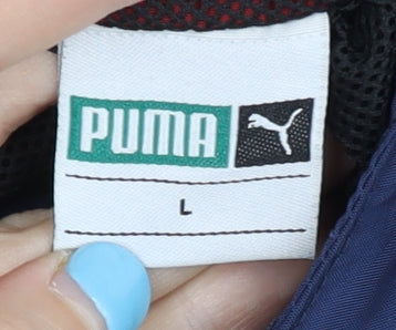 Puma Men's Blue Colourblock L Hooded Windbreaker Jacket