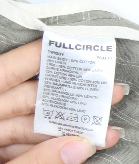 FULLCIRCLE Women’s Grey Pinstripe Cotton Linen XS Slim Fit Blazer