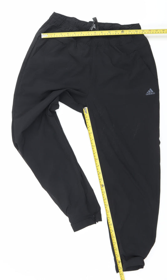 Adidas Women's Black M Track Pants Tapered Leg Elastic Waist