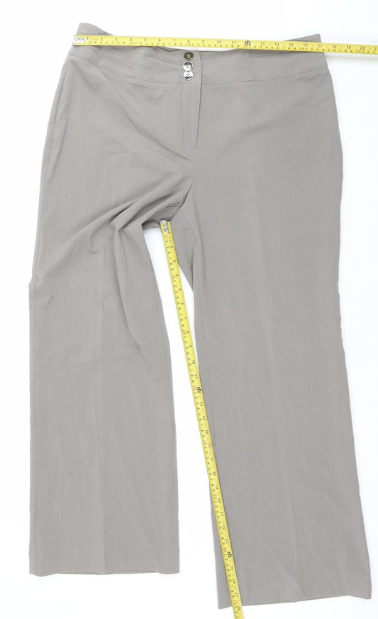 Autonomy Women's Grey Wide-Leg Trousers Size 16 Mid Rise