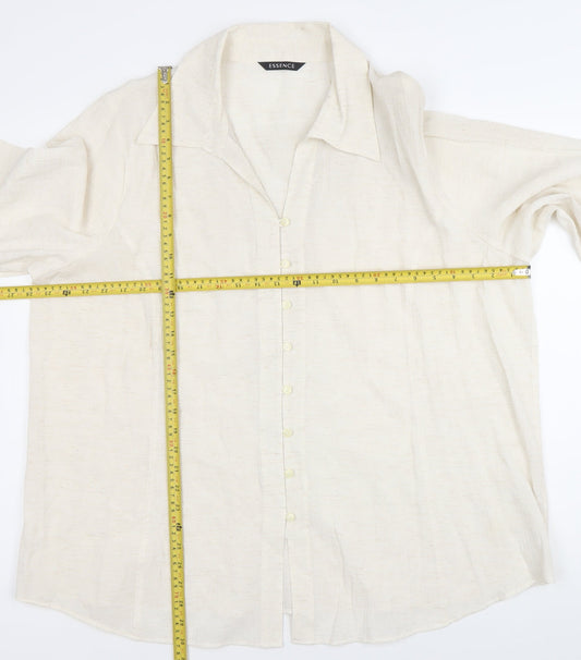 Evans Women’s Ivory 3/4 Sleeve Collared Button-Up Shirt Size 24 Plus