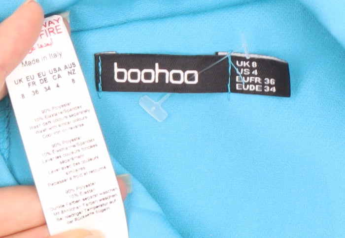 Boohoo Women’s Blue Size 8 Waistcoat Sleeveless Two-Button Woven