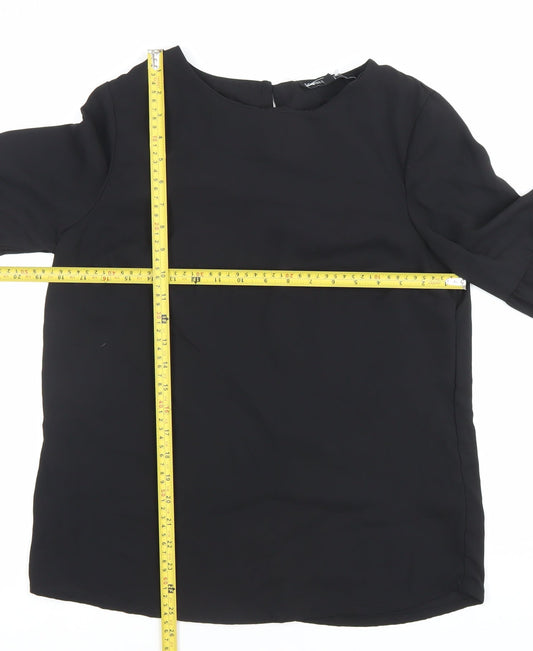 Capsule Womens Black Chiffon Long Puff Sleeve Blouse Size 10