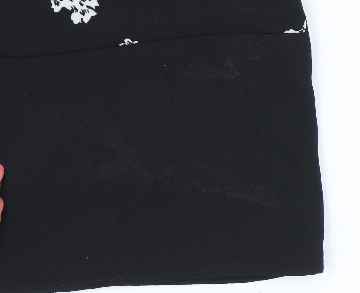 Damart Women’s Black Floral Shift Dress Size 18 Short Sleeve Knee Length