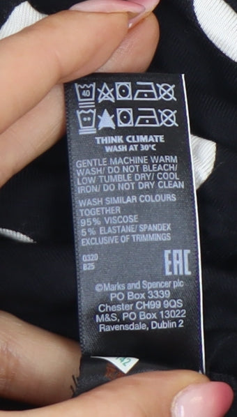 Marks and Spencer Women Black Polka Dot Long A-Line Skirt Size 10