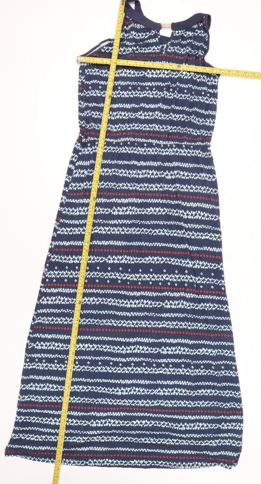 Apricot Womens Blue Geometric Midi Fit & Flare Dress Size 14 Sleeveless