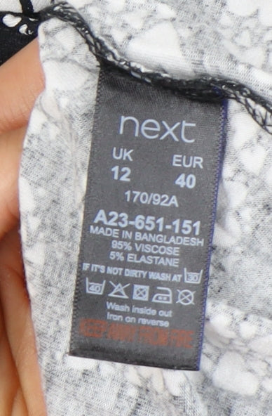 Next Women’s Black Floral Shift Dress Size 12 Knee Length Long Sleeve