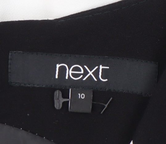 Next Women’s Black White Fit & Flare Dress Size 10 V-Neck Knee Length
