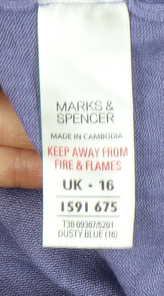 Marks and Spencer Women Purple Size 16 Cardigan V-Neck Short Sleeve