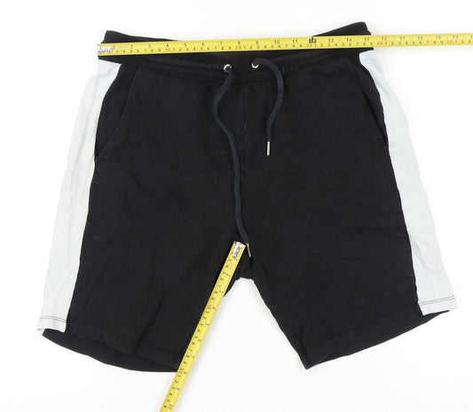 ASOS Men's Black Sweat Shorts L Jersey Elastic Waist Pockets Summer