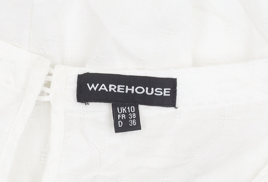 Womens UK Size 10 Warehouse White Tunic Blouse