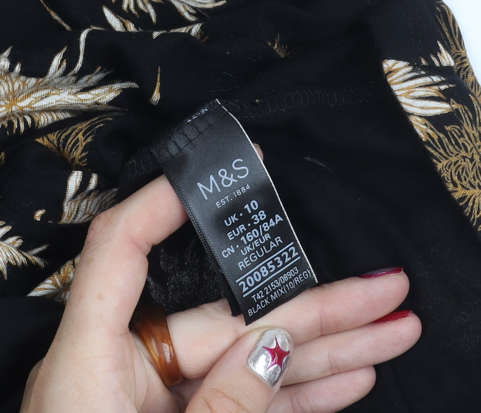 Marks and Spencer Women’s Black Floral Shift Dress Size 10 Knee Length