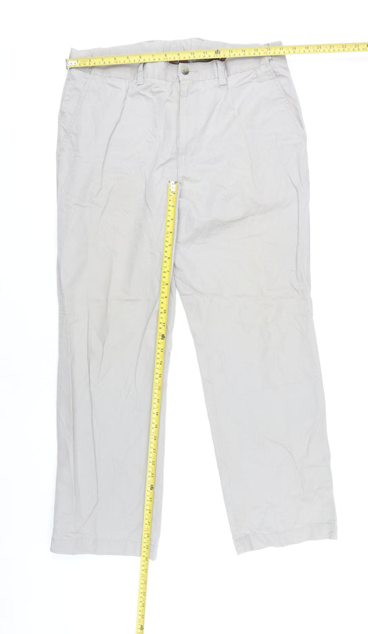Marks and Spencer Men’s Grey Chino Trousers 36W 30L Regular Fit Cotton