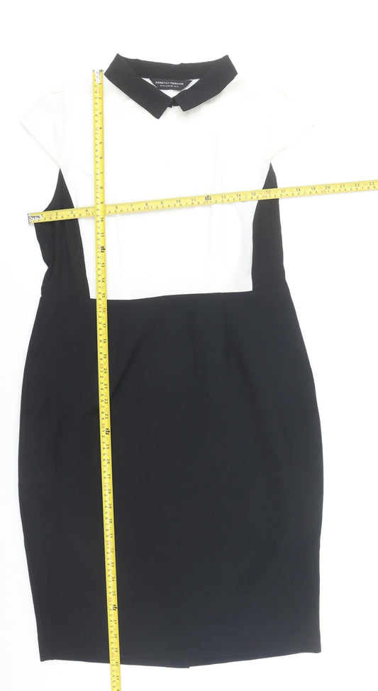 Dorothy Perkins Women Black Colourblock Sheath Dress Size 14