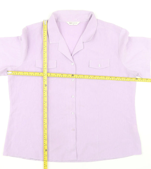 Bonmarché Women’s Purple Button-Up Shirt Size 22 Plus Short Sleeve