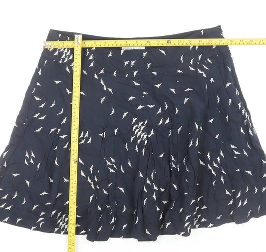 Fat Face Women’s Blue Animal Print A-Line Knee Length Skirt Size 14