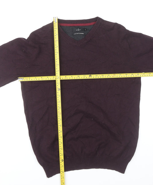 Jeff Banks Men's Purple Cotton Cashmere V-Neck Jumper M