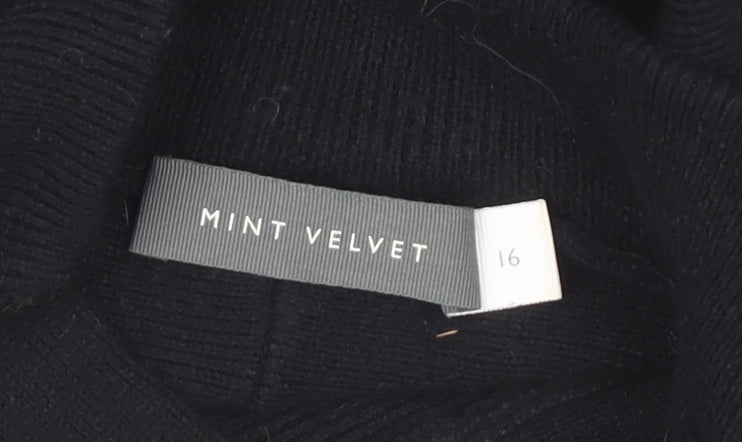 Mint Velvet Women's Black Size 16 Midi Bodycon Knit Dress