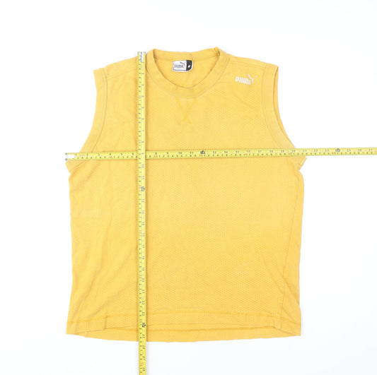 Puma Men's Yellow Sleeveless Crew Neck Jersey T-Shirt Size M