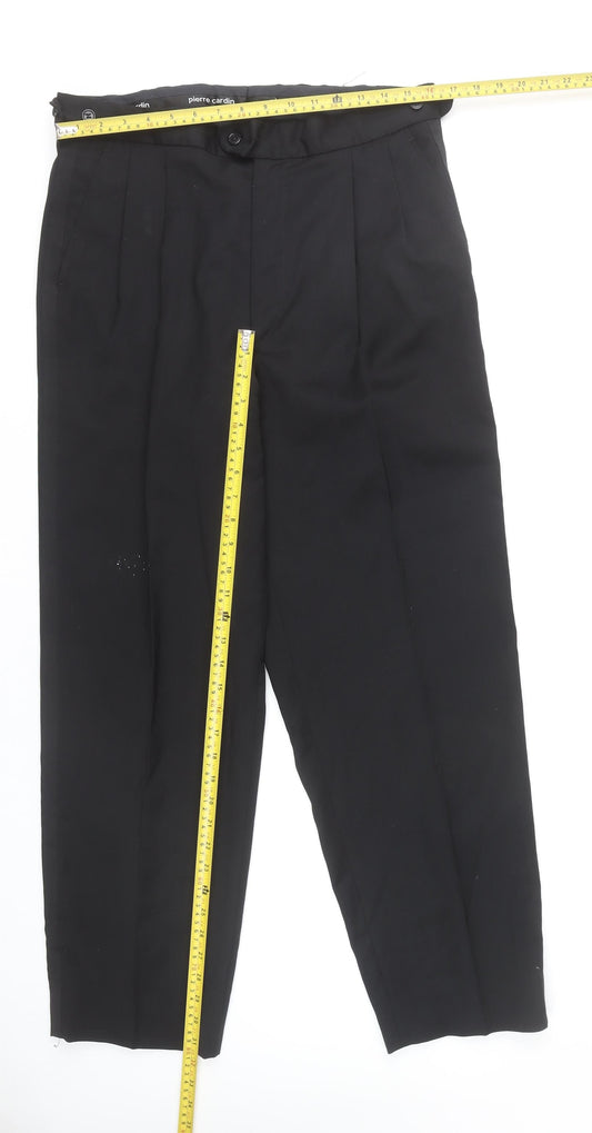 Pierre Cardin Men's Black 34R Classic Fit Pleated Dress Trousers