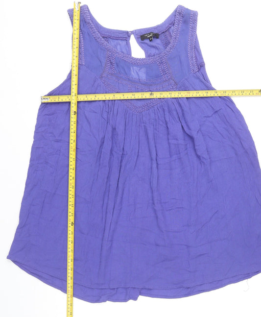 New Look Women’s Purple Plus Size 24 Scoop Neck Crochet Tank Top