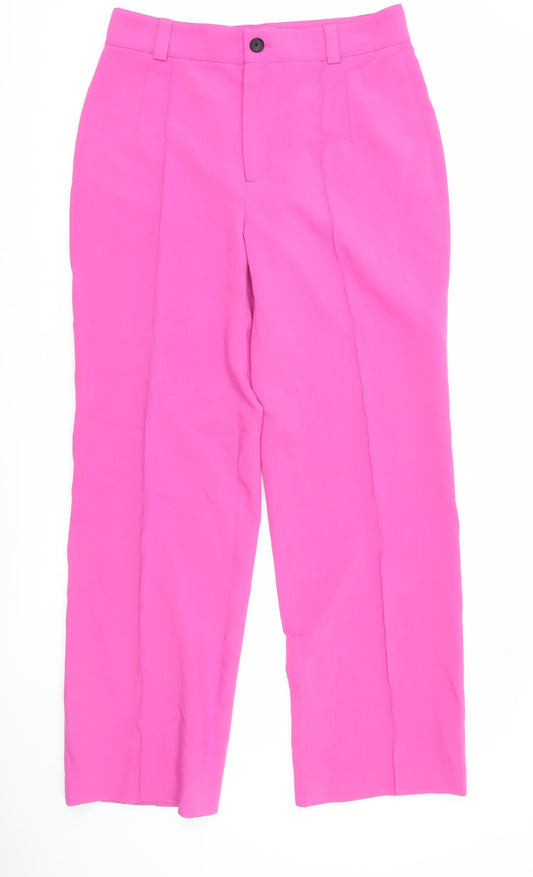 Womens UK Size L Zara Regular Fit CasualWorkwear Pink Trousers